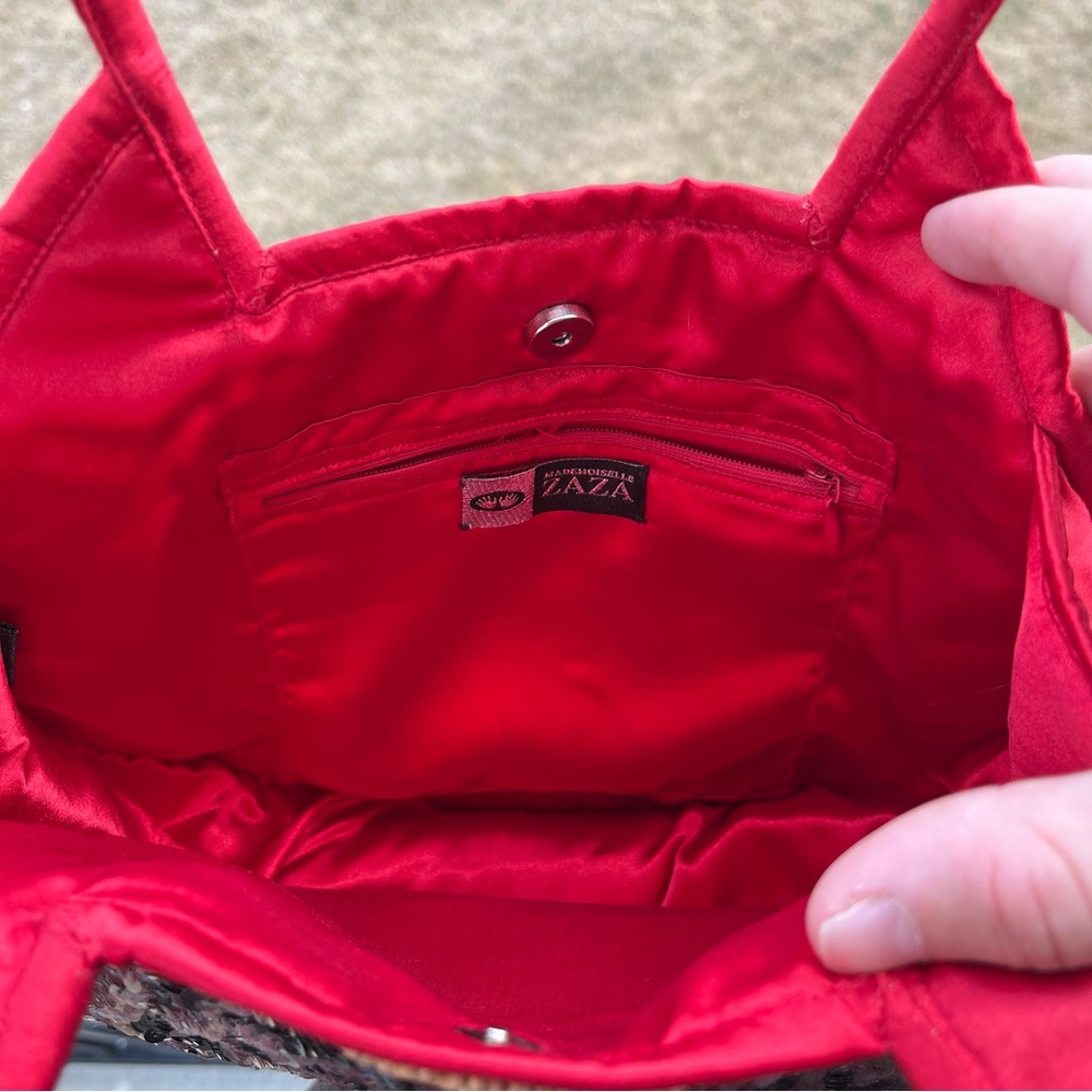 Y2K Red Sequin Cat Embellished Handbag - Picture 7 of 9